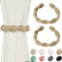Attaches de rideaux en macramé de style nordique bohème, cordons en coton et lin tissés à la main avec attaches au dos, polyvalents et minimalistes