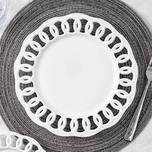 Assiette à gâteau créative en <span class=keywords><strong>porcelaine</strong></span> blanche creuse, faite à la main, 8/10 pouces, pour la nourriture occidentale, pour mariage - Product Image 3