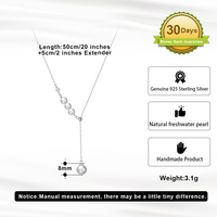 Collier pendentif en forme de Y avec perle d'eau douce ronde plaquée or en argent sterling 925, chaîne réglable, qualité supérieure, vente en gros