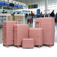 Ensemble de bagages de voyage de haute qualité, moderne, 5 pièces, en polypropylène (PP) imperméable, valise à roulettes avec roues pivotantes à 360 degrés
