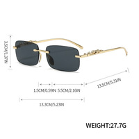 Lunettes de soleil tendance 2025 sans monture à bords coupés pour hommes, branches uniques motif léopard, verres UV400, lunettes de soleil pour hommes