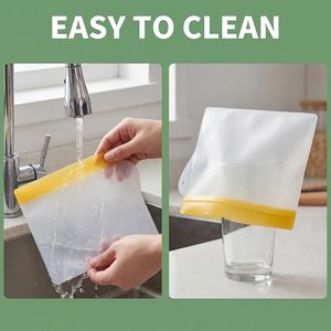 ถุงแช่แข็งแบบใช้ซ้ำได้, ถุงเก็บอาหารกันรั่วสำหรับผัก, ของเหลว, ขนมขบเคี้ยว, เนื้อสัตว์และแซนวิช, ขนาดต่างๆ - Product Image 6