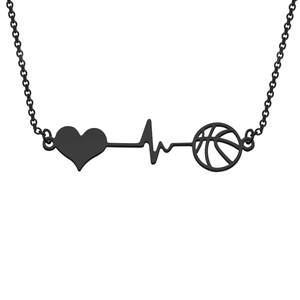2024 argent or rose coeur sport cadeau fille femmes breloques personnalisées en acier inoxydable bijoux pendentif basket-ball collier - Product Image 3