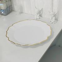 13 "blanc et or jante fleur forme chargeurs plaque blanc tournesol plastique chargeur assiettes fête mariage décoration assiettes