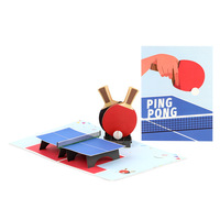 Carte de vœux pliante rectangulaire créative en papier, artisanat promotionnel, cadeau 3D pop-up, balle de ping-pong émulée, anniversaire
