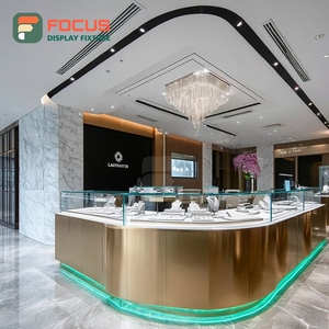 Luxury Jewelry Retail Showcase System Wood <b>Frame</b> Boutique Space Jewelry Cabinet - Product Image 6