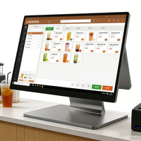 Caisse enregistreuse tout-en-un pour restaurant, ultra-fine (0,39 pouce) avec écran de 15,6 + 11,6 pouces, système Windows/Android OEM, corps entièrement en alliage d'aluminium.
