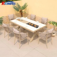 Table de pique-nique moderne pour jardin avec brasero et barbecues en aluminium, ensemble de grillades d'extérieur pour patio, vente chaude pour hôtels