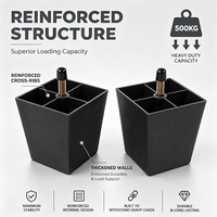 Pieds de meubles carrés en plastique robustes et modernes avec vis pour canapé-lit, table basse et support d'armoire