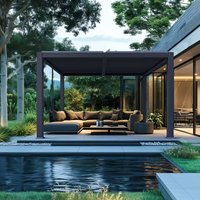 Pergola de luxe en aluminium avec verrière, véranda extérieure personnalisable, imperméable, durable, anti-corrosion, finition poudrée
