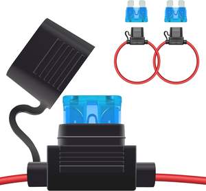 2 件套中号防水汽车保险丝座，适用于 18/16/14/12/10 号电线，带盖保险丝盒 - Product Image 1