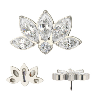G23 titanio Push Pin <span class=keywords><strong>labio</strong></span> anillos 4 Marquesa CZ con redondo CZ <span class=keywords><strong>Centro</strong></span> Threadless Top Labret pendiente nariz anillo joyería - Product Image 3