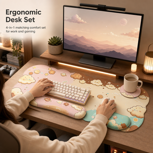 Alfombrilla de Ratón para Juegos Extendida de Diseño Personalizado, Reposamuñecas para Teclado, Cojín Reposamuñecas, Alfombrilla de Ratón Grande con Reposamuñecas, Juego de 4 Piezas - Product Image 1