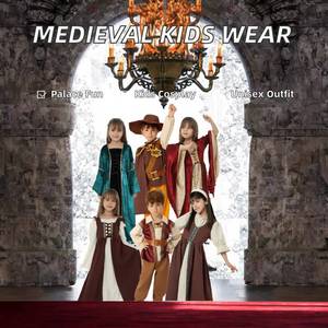Costume médiéval HP Palace pour enfants, déguisement de film et de télévision, vêtements de cosplay pour Halloween, robe longue de fête de carnaval en dentelle - Product Image 3
