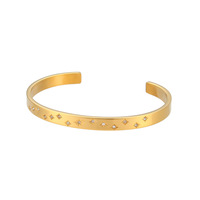 INS Style 18K Plaqué Or Huit Pointu Étoile Zircon Ouvert Manchette Bracelets Pour Femmes 316 Bijoux En Acier Inoxydable