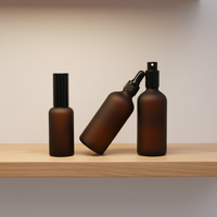 Flacons d'huile essentielle en verre ambré givré 10 ml-100 ml (50 ml/30 ml) avec pulvérisateur à pompe Diffuseur prêt à l'emploi Sérigraphie