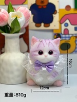 Mainan Squishy Kucing Kawaii Baru, Boneka Kucing Lukis Tangan Mirip Asli dalam Keranjang Merah Muda, Kerah Renda, Pita, Dekorasi Lembut, Hadiah untuk Pecinta Kucing