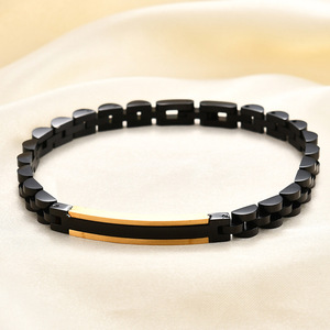 Correa de reloj de acero inoxidable, pulsera de 6mm de ancho, hebilla ajustable, color dorado y negro, joyería para mujer - Product Image 1