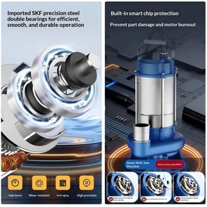<span class=keywords><strong>Pompe</strong></span> broyeuse <span class=keywords><strong>submersible</strong></span> pour eaux usées série WQ 1HP en acier inoxydable 304, débit max. 500 L/min, hauteur <span class=keywords><strong>de</strong></span> refoulement 30 m, anti-colmatage, haute pression, contrôle entièrement automatique - Product Image 2