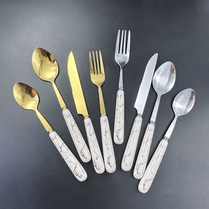 Ensemble de couverts de luxe au design moderne, ensemble de couverts en acier inoxydable avec manches en céramique - Product Image 4