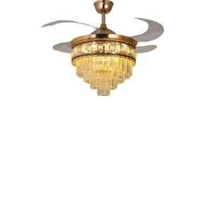 Modern Crystal <b>Ceiling</b> <b>Fan</b> Light for Restaurant Dining Room LED <b>Fan</b> Chandelier <b>Remote</b> <b>Control</b> - Product Image 1