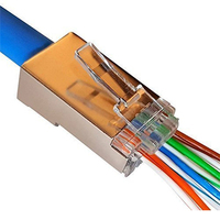 Conectores EZ de 3 puntas Rj45 8P8C Enchufe UTP Paso a través del conector dorado Cat6 RJ45