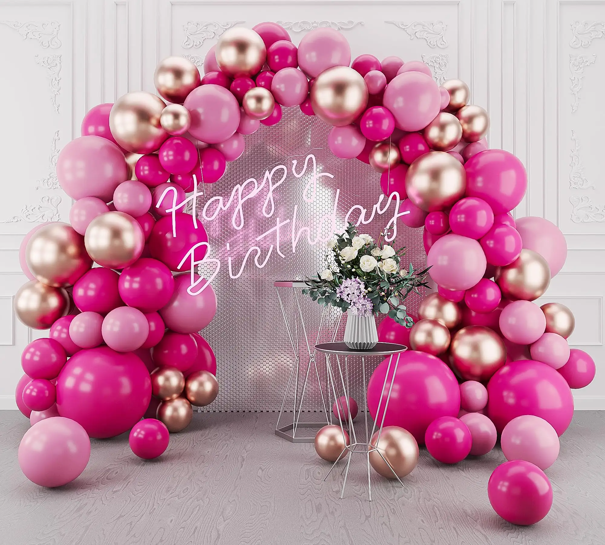 Ready in stock 143pcs Pink Rose Gold Balloons Arch Kit for Gender Reveal Birthday Baby Shower Graduation Wedding Party balloon