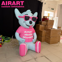 Mascotte de chien hip-hop gonflable personnalisée avec lunettes de soleil roses pour la promotion d'événements