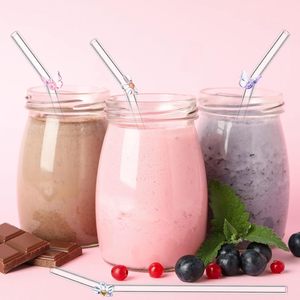 Pailles à boire réutilisables en verre borosilicate, forme papillon, résistantes aux hautes températures, transparentes et colorées, accessoires de bar courbés - Product Image 5