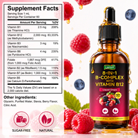 Complément alimentaire liquide Lenm à la saveur de baies, complexe de vitamine B 20000 mcg, B12 méthylcobalamine, niacinamide, folate, acide folique, biotine