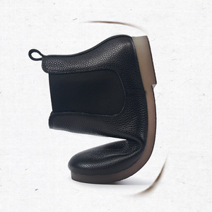 <strong>Women</strong> Genuine Leather Chelsea <strong>Boots</strong> <strong>Burgundy</strong> Flat Ankle <strong>Boots</strong> Casual Comfort Chinese Shoe Factory - Product Image 4