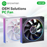 Ventilateur de boîtier PC SNOWMAN XK120-ARGB-BK 120mm Noir ARGB 76.8CFM à haut débit d'air, roulement hydraulique PWM 5V 3 broches, synchronisation, vente en gros
