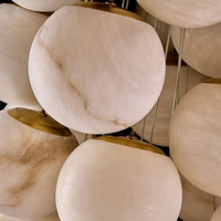 Luminaire suspendu LED personnalisé en forme de boule d'albâtre nordique, doré, pour salon, plafond haut, hôtel, villa, hall d'entrée