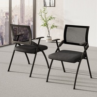 Chaise de formation pliable en maille plastique avec accoudoirs réglables et tablette d'écriture pour salle de conférence