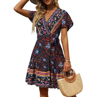 Robes d'été pour femmes, robes à fleurs à col en V, robes de plage à imprimé floral, robes d'été pour la plage