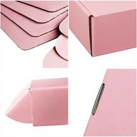 Boîte d'emballage en papier ondulé rose personnalisée avec logo, recyclable, plate, pour expédition, boîtes d'expédition en kraft