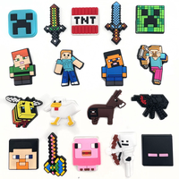 Prêt à expédier – Breloques Croc en PVC souple de qualité supérieure, thème jeu pixel 8 bits (personnage, épée, bloc TNT, monstre), pour décoration de chaussures