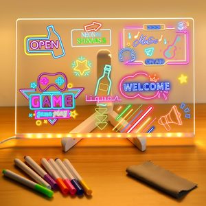 Tablero de Mensajes LED Luminoso 3D, Letrero Decorativo Portátil de Acrílico para Niños, Tablero de Notas Borrable en Seco - Product Image 2