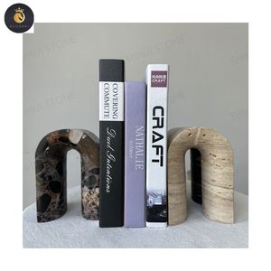 Vente en gros EV bibliothèque personnalisée table de bureau accessoires de décoration pour étude arche d'extrémité de livre nordique ensemble de serre-livres en marbre naturel - Product Image 1