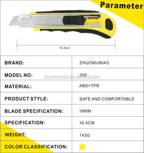 Coltello taglierino automatico ABS + TPR 18MM con lame a scatto 8 pezzi SK5 - Product Image 2