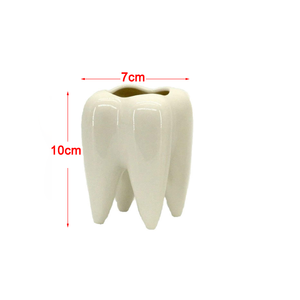 Maceta Creativa de Cerámica Blanca con Forma de Diente, Maceta para Suculentas, Contenedor para Flores, Portalápices de Escritorio, Kit de Decoración para el Hogar - Product Image 2