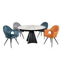 Revêtement en poudre de qualité supérieure, Table à manger ronde de luxe nordique extensible