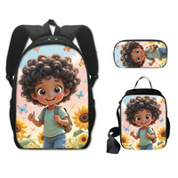 Sac à dos unisexe africain en polyester Oxford avec doublure, motif dessin animé, grande capacité, bretelles rembourrées pour écoliers du primaire