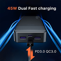 Banco de Energía de Alta Capacidad de 20000 mAh para Exteriores, Carga Rápida PD de 45 W, LED, USB-C, QC3.0, Micro USB para iPhone 15, para Laptop Samsung