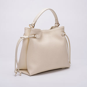 Bolsas Ladies Vegan PU Leather <span class=keywords><strong>Lichi</strong></span> Bucket Bag para mujer Casual Tote Office Travel White Handbag - Product Image 2