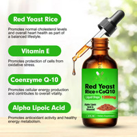 Gouttes liquides de levure de riz rouge OEM ODM avec Coenzyme Q-10 : Soutien puissant antioxydant et stabilité de la membrane cellulaire