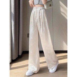 Nouveau <span class=keywords><strong>pantalon</strong></span> ample et élégant pour <span class=keywords><strong>femme</strong></span>, style national <span class=keywords><strong>chinois</strong></span>, en satin jacquard d'acétate de soie glacée, collection été 2026, vente en gros - Product Image 3