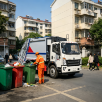 Camion à ordures compacteur diesel à chargement automatique entièrement scellé, neuf, pour l'assainissement urbain, vendu par des fabricants chinois