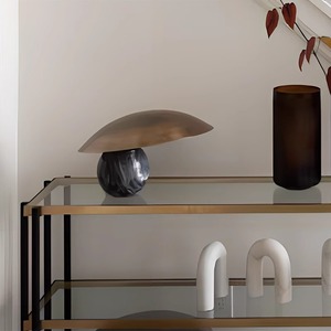 Lampe de table moderne avec base en marbre, source de lumière LED, ampoule E27, commande par interrupteur, éclairage de bureau, chambre à coucher, salle d'étude - Product Image 4
