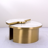 Table basse de salon en métal doré de style européen moderne et luxueux